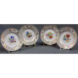 4 Durchbruchteller, Meissen Porzellan. Bis 15,4 cm Durchmesser. 4 perforated plates, Meissen