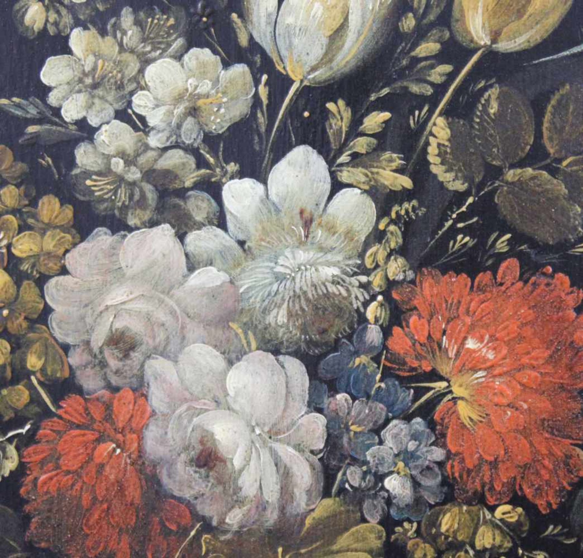 UNSIGNIERT (XVIII - XIX). Zwei Blumenstillleben. Je 29 cm x 20,5 cm. Gemälde. Öl auf Holz. Verso - Bild 4 aus 9