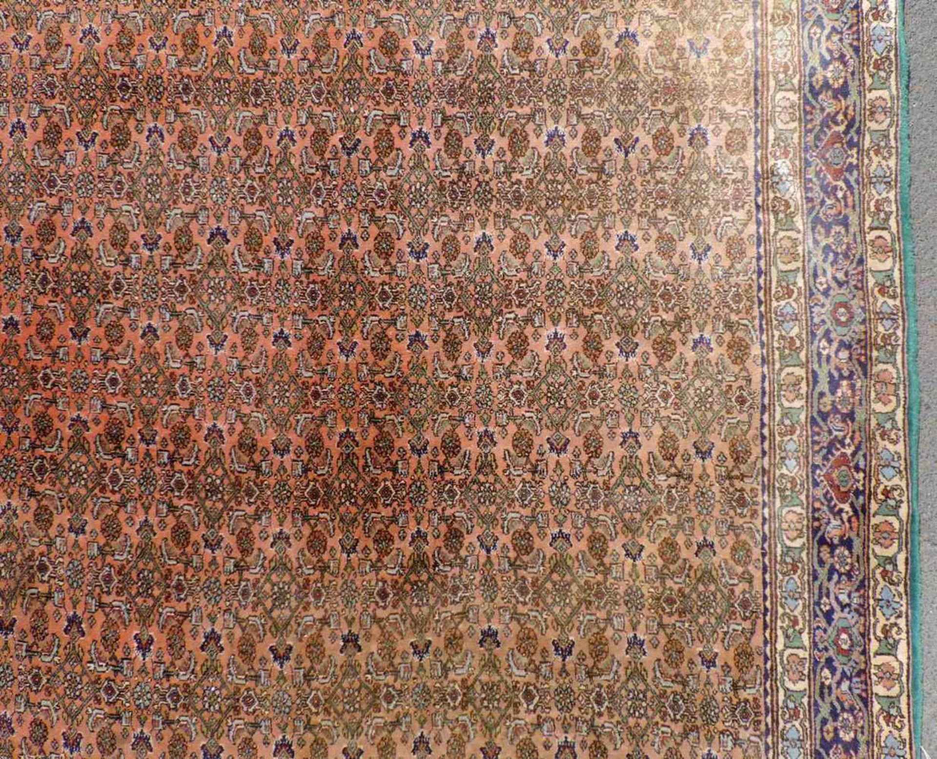 Moud Perserteppich. Iran. 350 cm x 257 cm. Handgeknüpft. Wolle auf Baumwolle. Moud Persian carpet. - Image 6 of 10