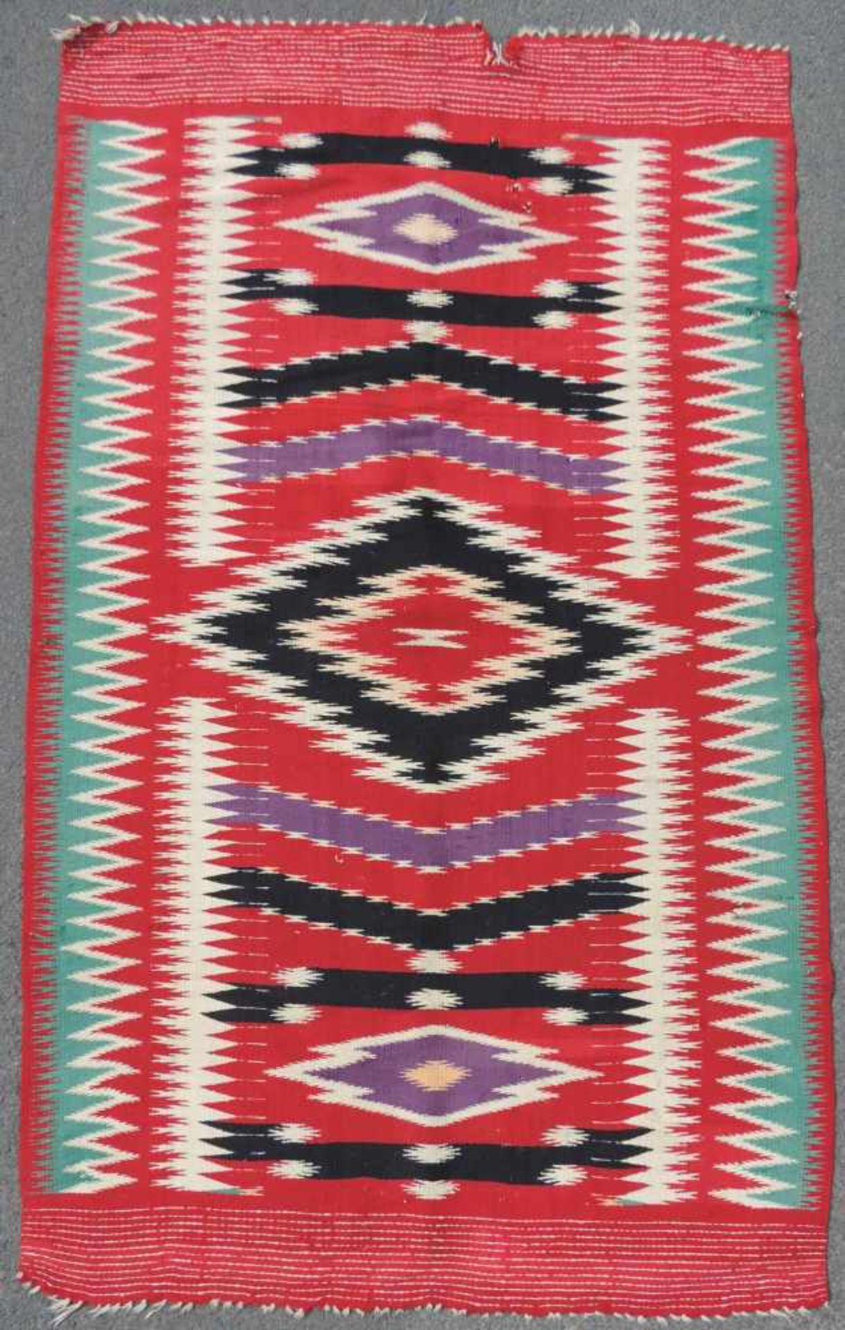 Serape. Süd West U.S.A. / Mexiko. Antik, um 1900. 194 cm x 105 cm. Handgewebt. Wolle auf