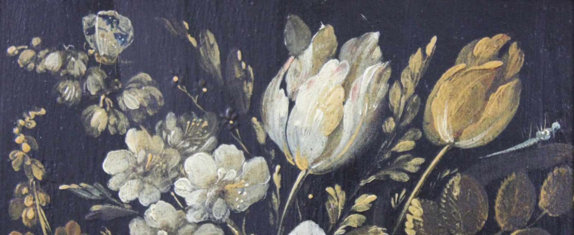 UNSIGNIERT (XVIII - XIX). Zwei Blumenstillleben. Je 29 cm x 20,5 cm. Gemälde. Öl auf Holz. Verso - Bild 3 aus 9