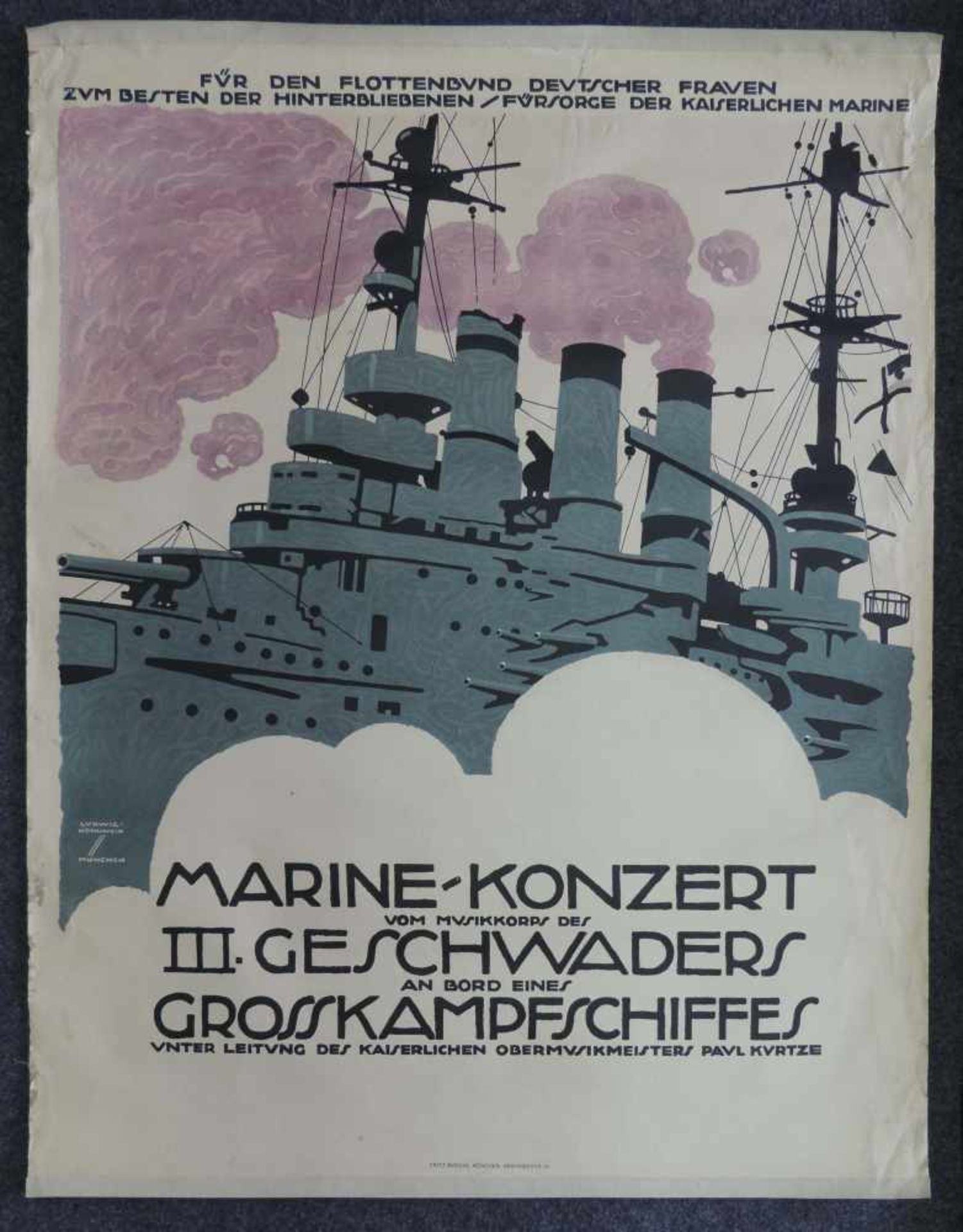 Kriegsplakate 1. Weltkrieg. Ludwig HOHLWEIN (1874 - 1949) ''Marinekonzert'' und ''Rote Kreuz''. - Image 6 of 13