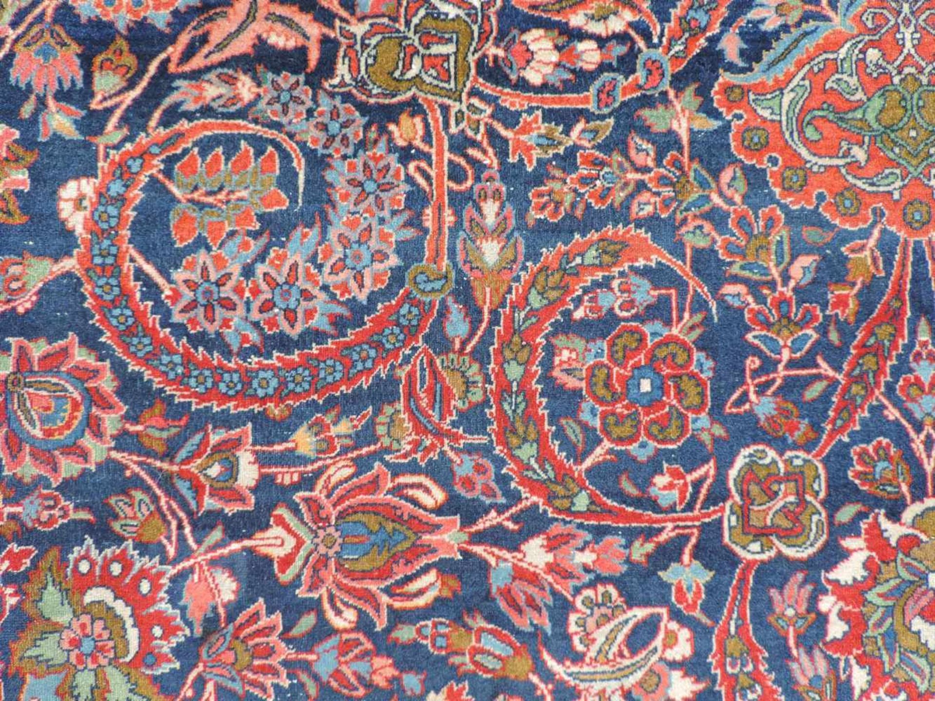 Keschan Perserteppich. Iran. Alt, um 1920. 354 cm x 260 cm. Orientteppich. Handgeknüpft. Korkwolle - Bild 9 aus 10