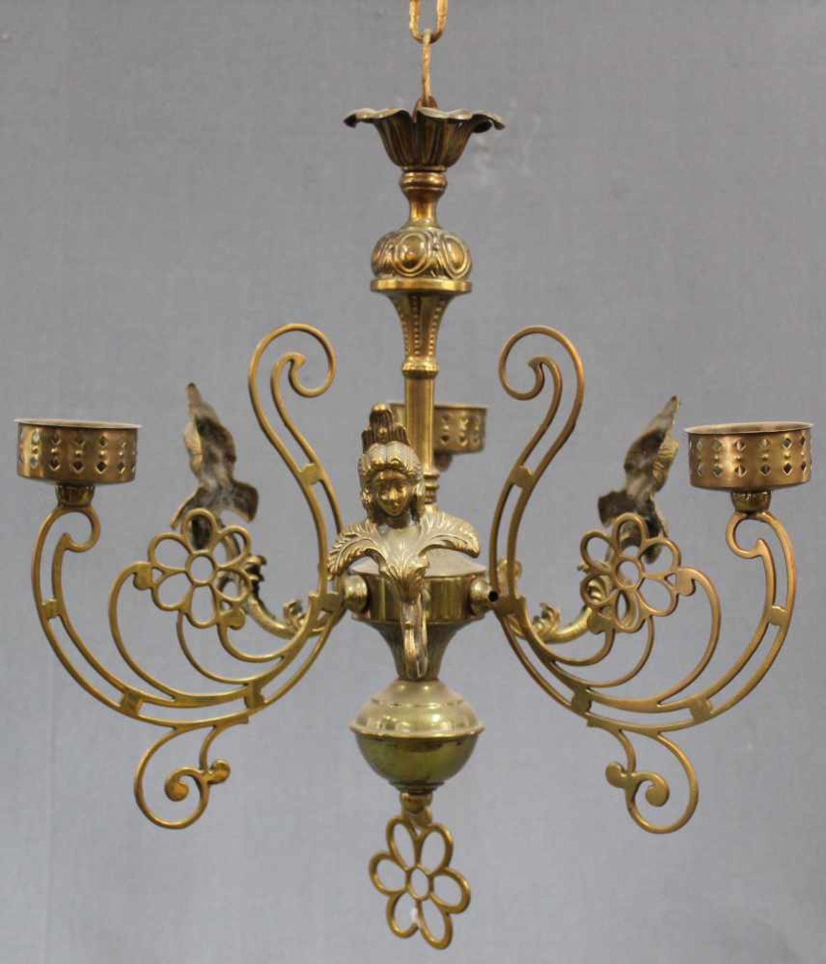 Deckenleuchter Messing klein. 43 cm x 40 cm. Ceiling lamp brass small.