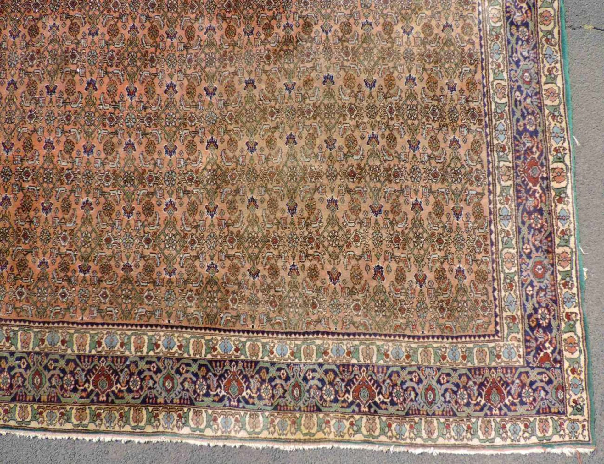 Moud Perserteppich. Iran. 350 cm x 257 cm. Handgeknüpft. Wolle auf Baumwolle. Moud Persian carpet. - Image 4 of 10