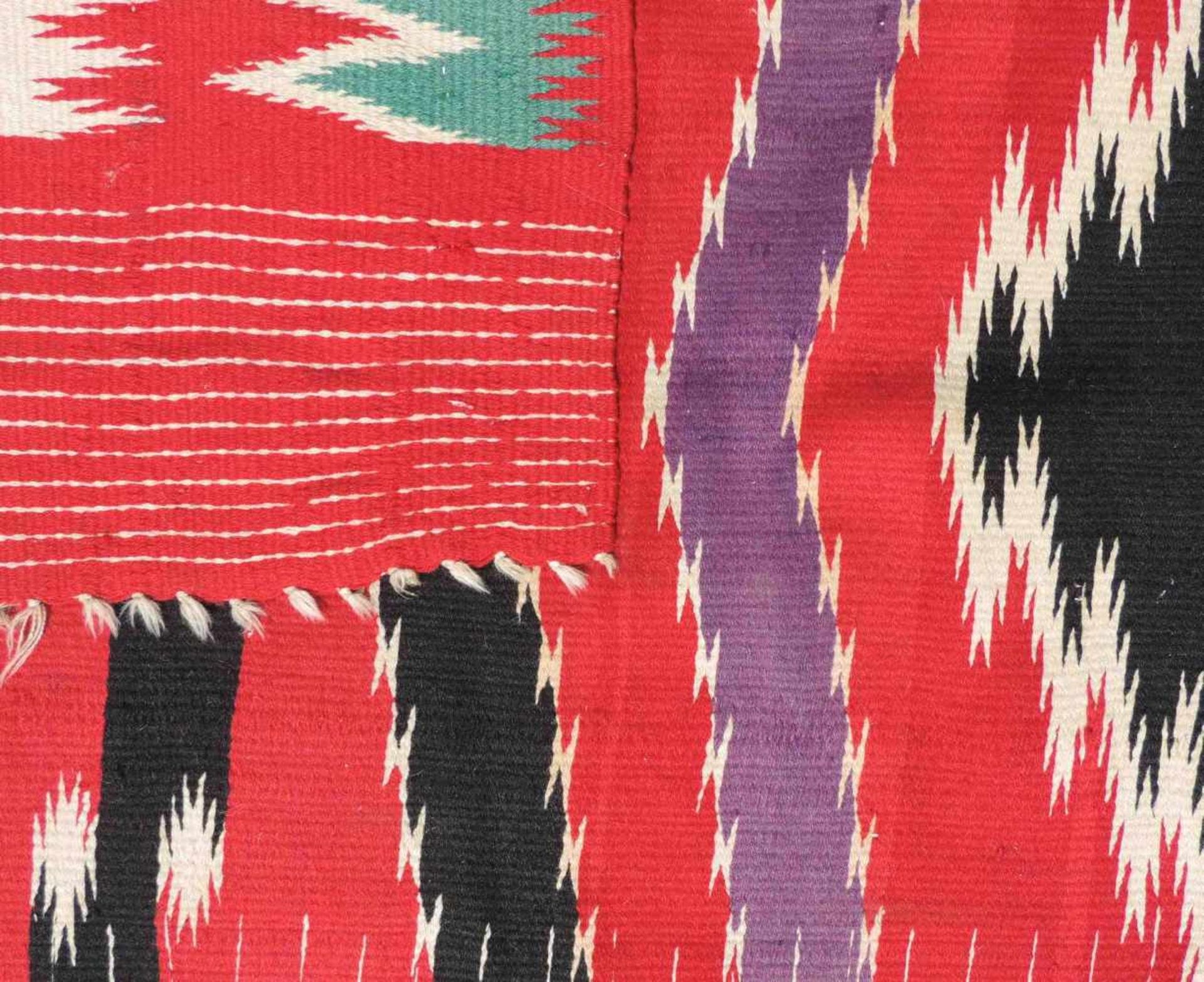 Serape. Süd West U.S.A. / Mexiko. Antik, um 1900. 194 cm x 105 cm. Handgewebt. Wolle auf - Image 6 of 6