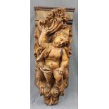 Barock Konsole. Putto. Holz, geschnitzt. 80 cm hoch. Baroque console. Cherub. Wood, carved. 80 cm