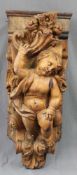 Barock Konsole. Putto. Holz, geschnitzt. 80 cm hoch. Baroque console. Cherub. Wood, carved. 80 cm