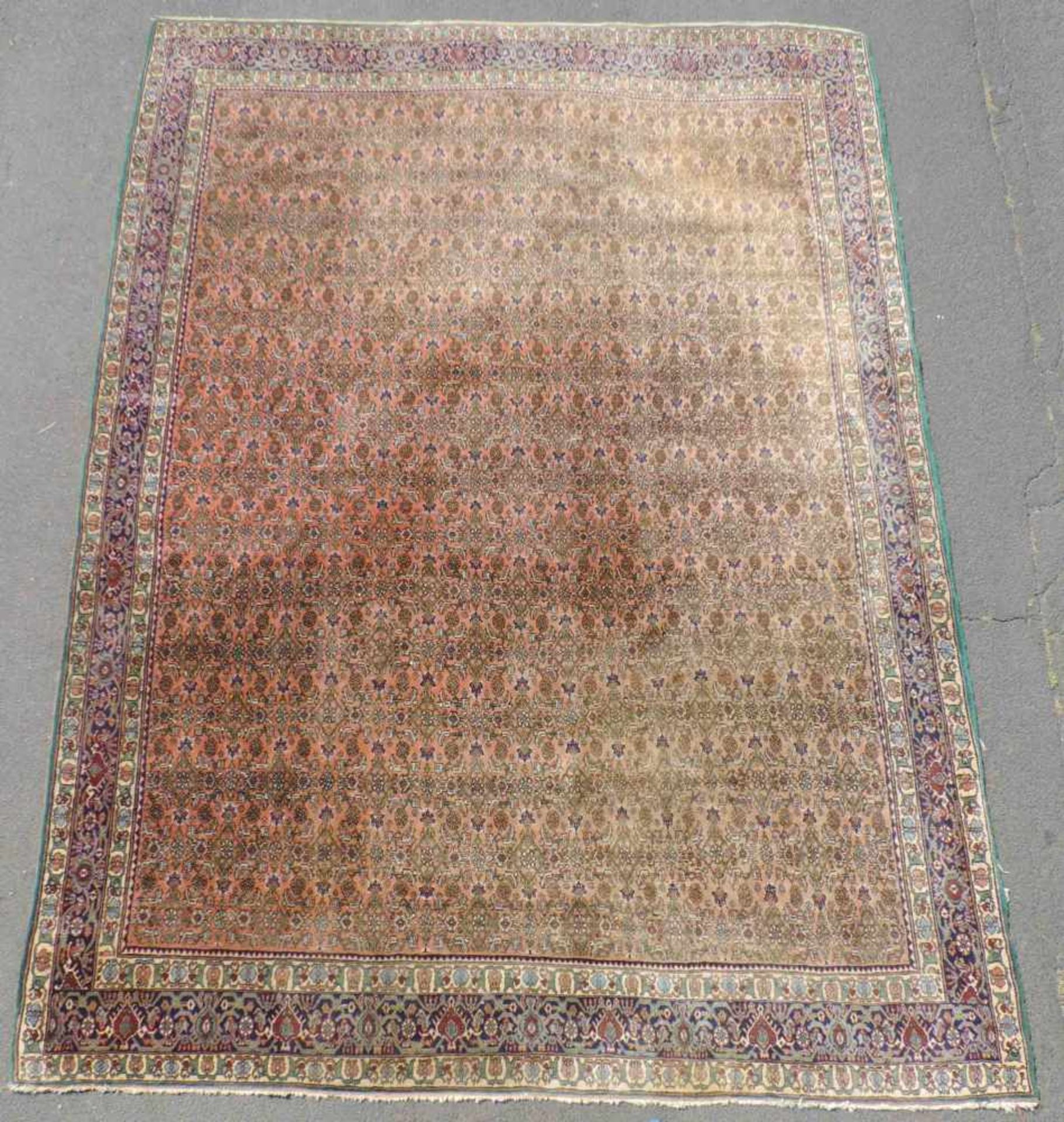 Moud Perserteppich. Iran. 350 cm x 257 cm. Handgeknüpft. Wolle auf Baumwolle. Moud Persian carpet.
