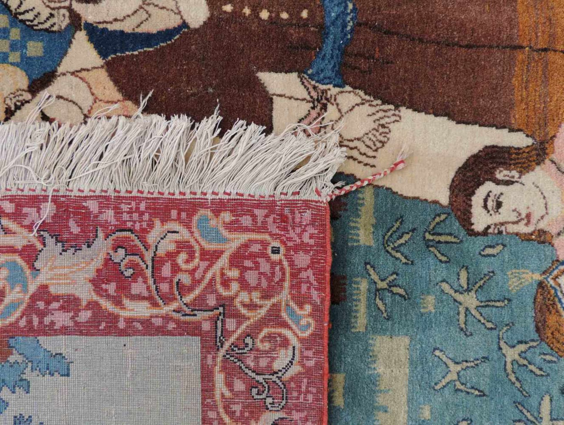 Täbris Bildteppich. Perserteppich. Iran. Alt, 1.Hälfte 20. Jahrhundert. 210 cm x 133 cm. - Image 7 of 8