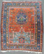 Heriz Wagireh Perserteppich. Iran. Alt, um 1920. 130 cm x 109 cm. Handgeknüpft. Wolle auf Baumwolle.