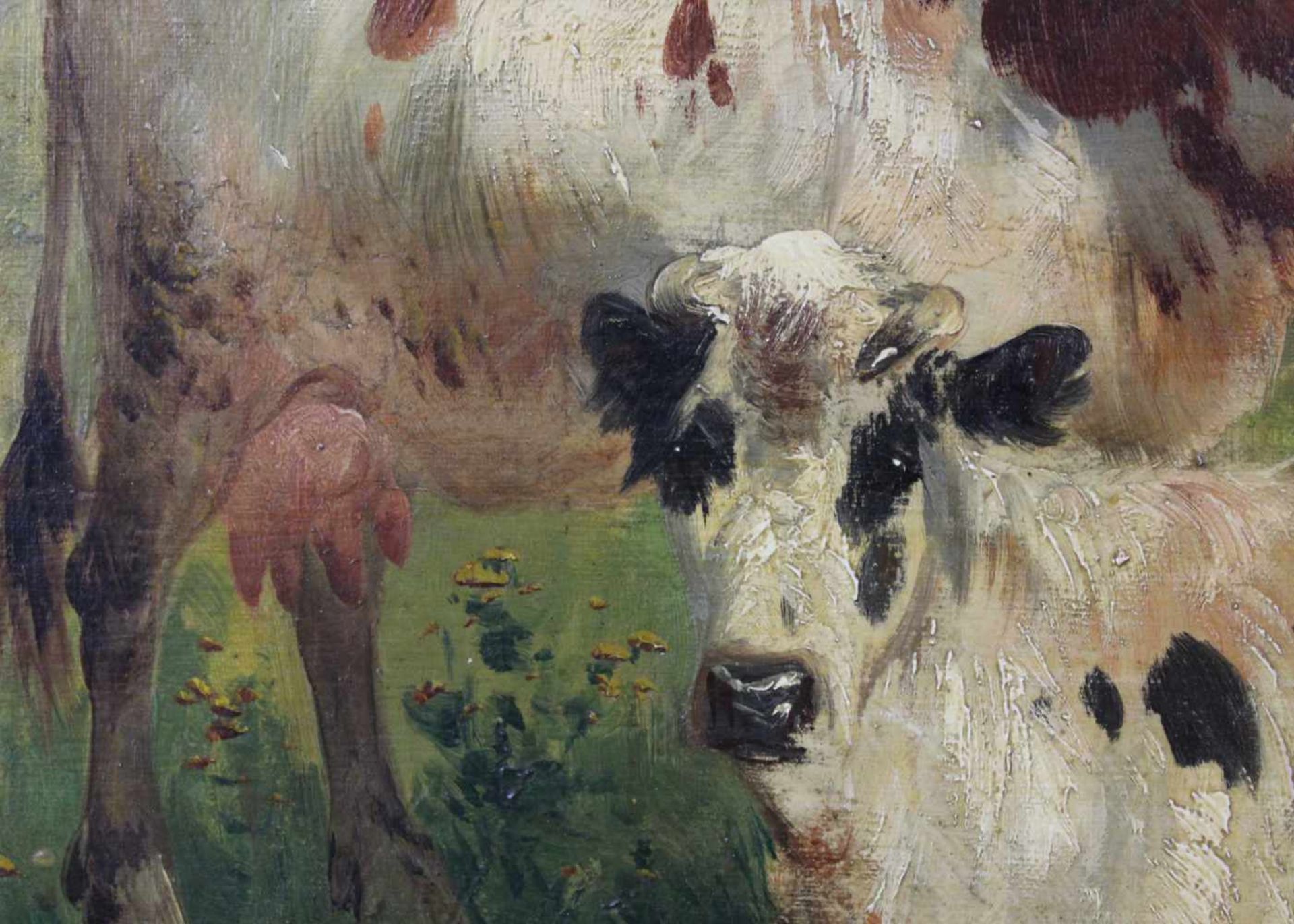 Henry SCHOUTEN (1857/64 - 1927). 3 Kühe auf der Sommerweide. 67,5 cm x 57 cm. Gemälde, Öl auf - Image 5 of 7