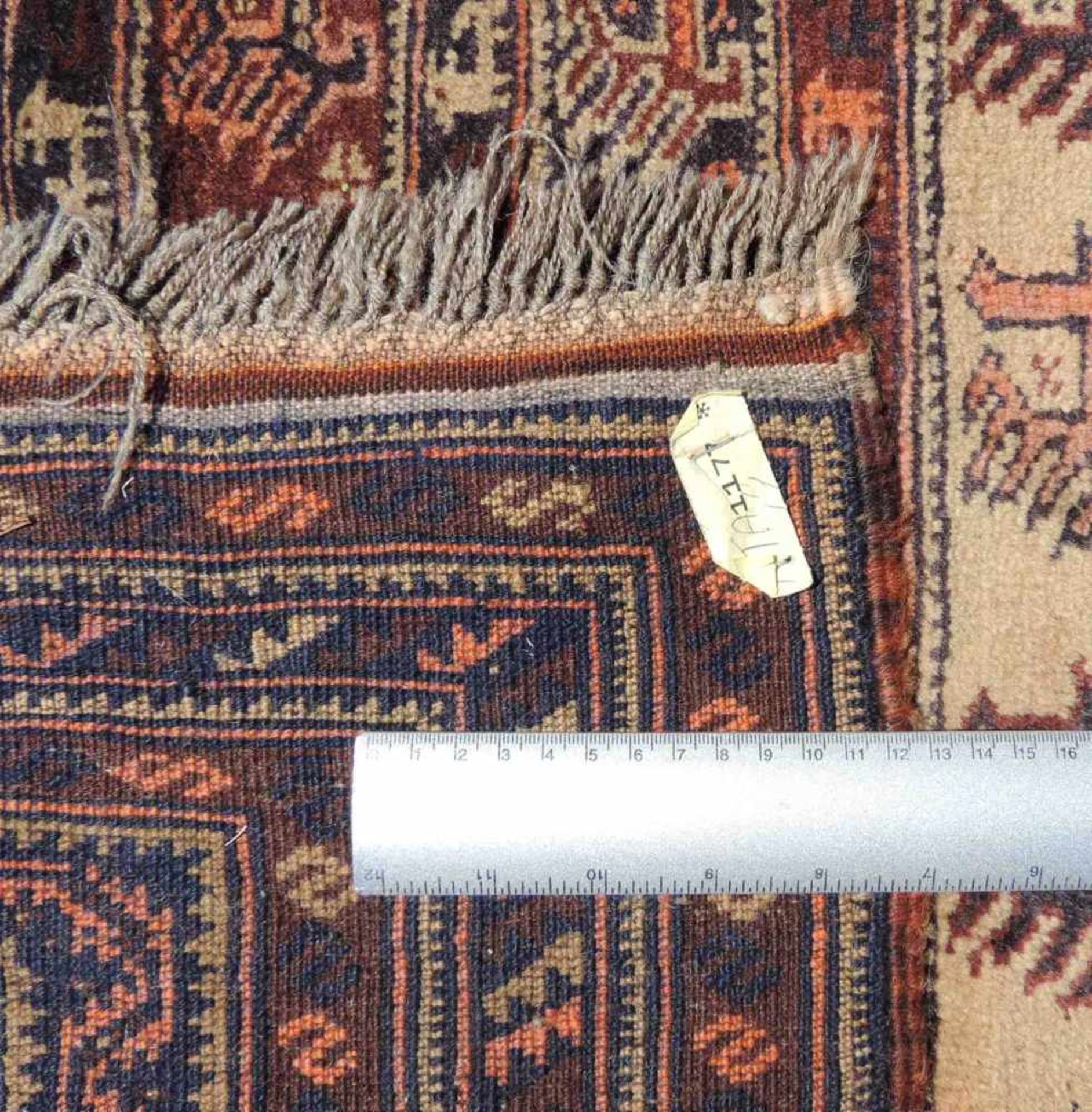 Belutsch Orientteppich. Afghanistan. Alt, um 1930. 188 cm x 122 cm. Handgeknüpft. Wolle auf Wolle. - Bild 6 aus 6