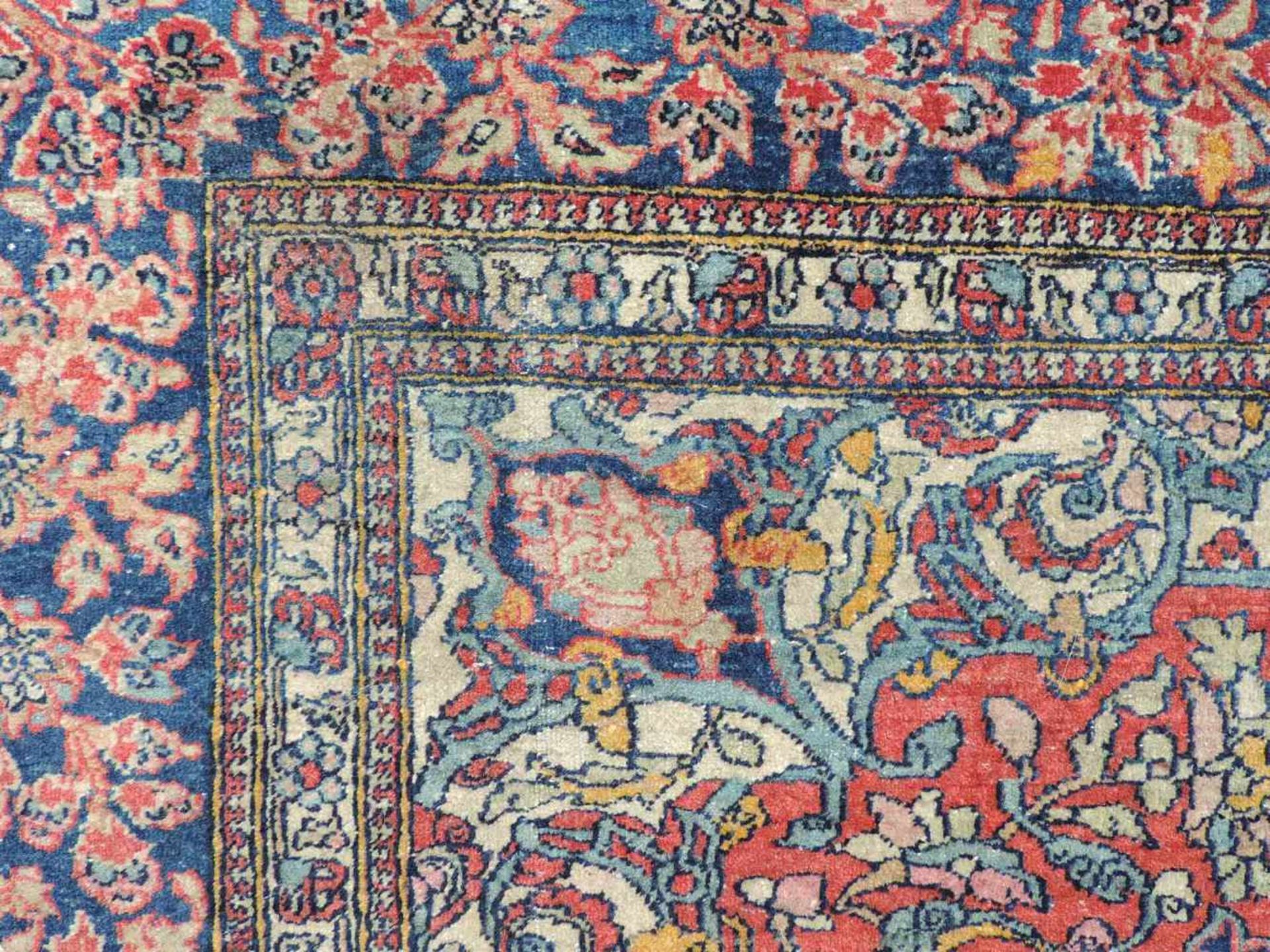 Isfahan Perserteppich. Iran. Alt, um 1920. 198 cm x 138 cm. Handgeknüpft. Wolle auf Baumwolle. Feine - Bild 6 aus 8