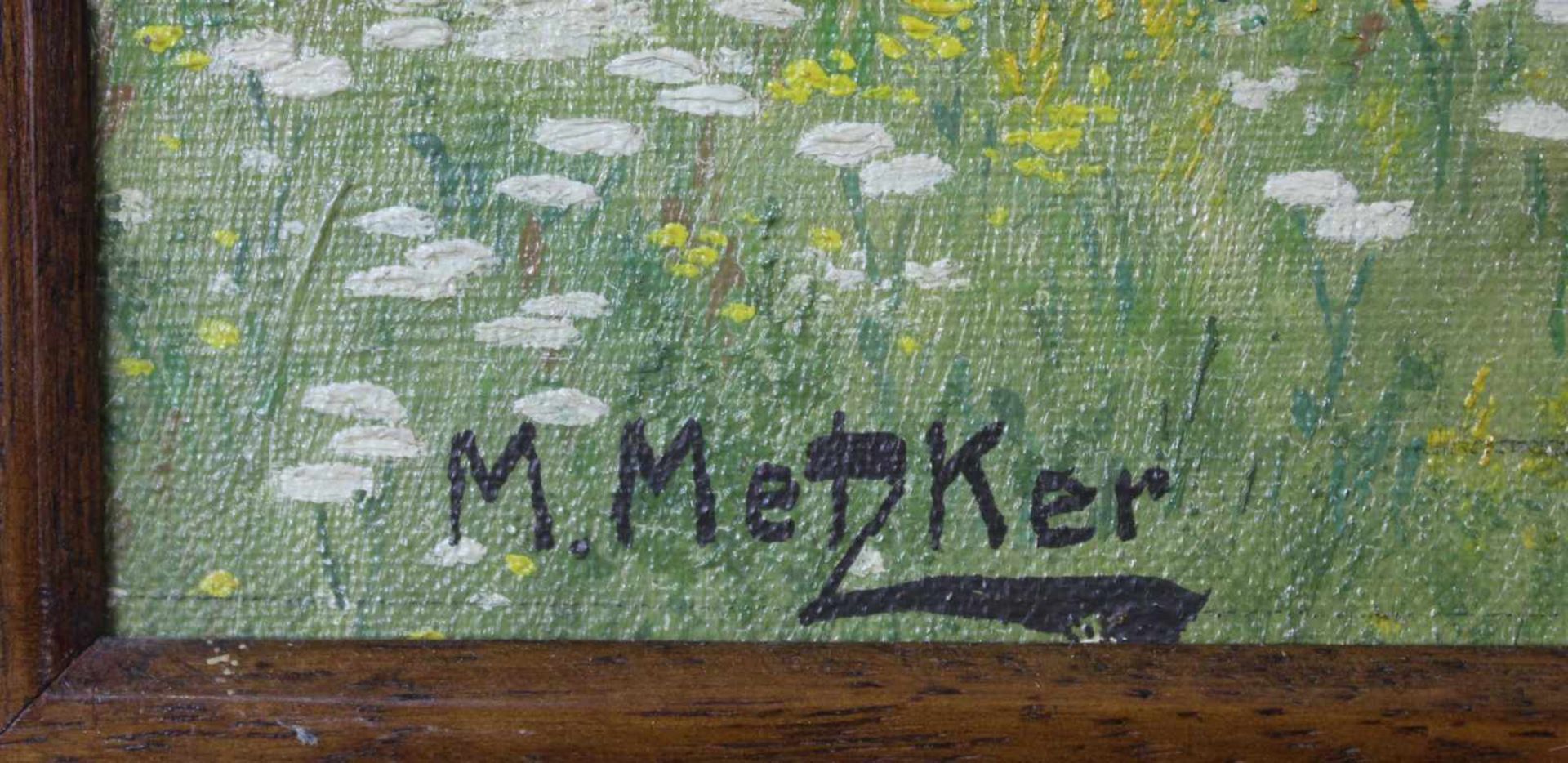 M. METZKER (XX). Mittelgebirgslandschaft im Sommer. 50 cm x 60 cm. Gemälde. Öl auf Leinwand. Links - Image 3 of 5