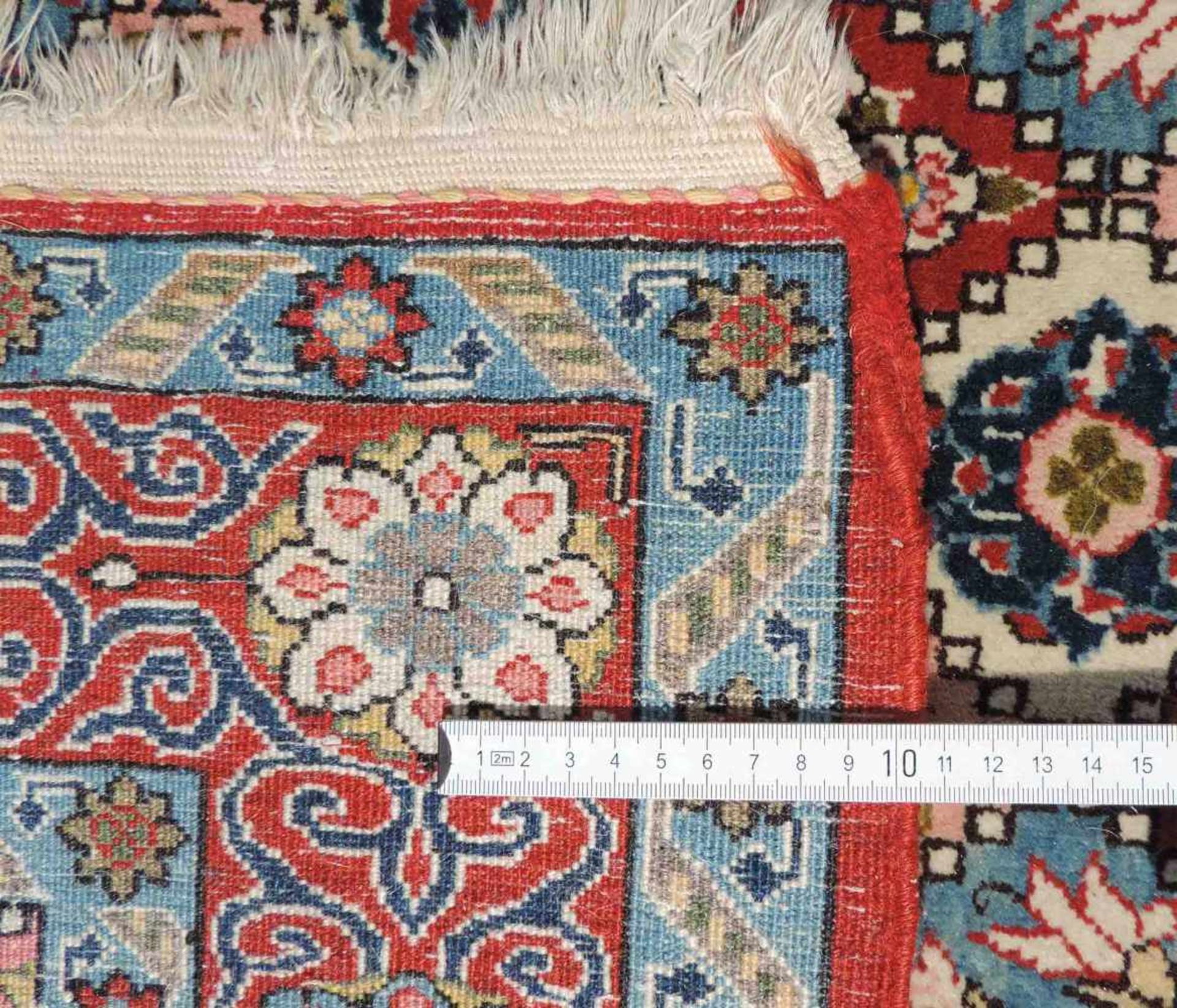 Ghom Perserteppich, Iran. Alt, Mitte 20. Jahrhundert. 208 cm x 137 cm. Orientteppich. - Bild 6 aus 6