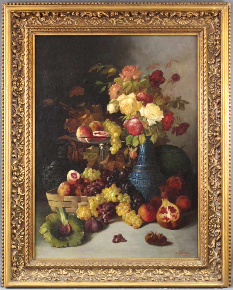 Josef STOITZNER (1884 - 1951). Früchte - und Blumenstillleben. 102 cm x 74 cm. Gemälde. Öl auf - Image 6 of 13