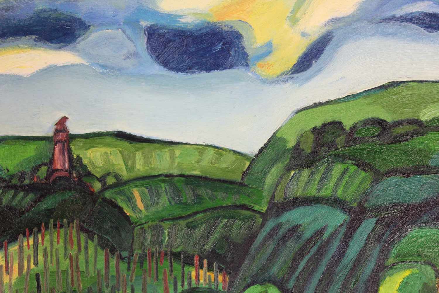 Dieter TYSPE-VOGT (1937 - 1994). Landschaft 1976. 37 cm x 41 cm. Gemälde auf leichtem Karton. Rechts - Image 5 of 6