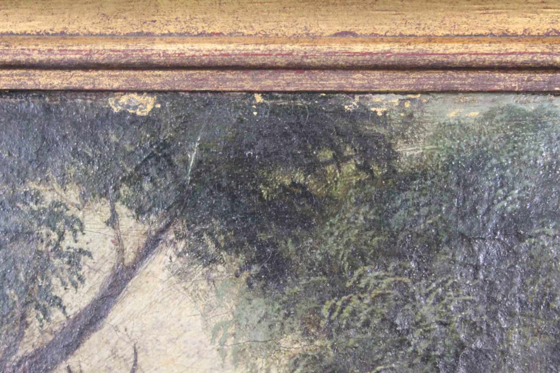 UNSIGNIERT (XVII - XVIII). Jesus mit drei Jüngern. 30 cm x 41 cm. Gemälde. Öl auf Leinwand. UNSIGNED - Bild 5 aus 6