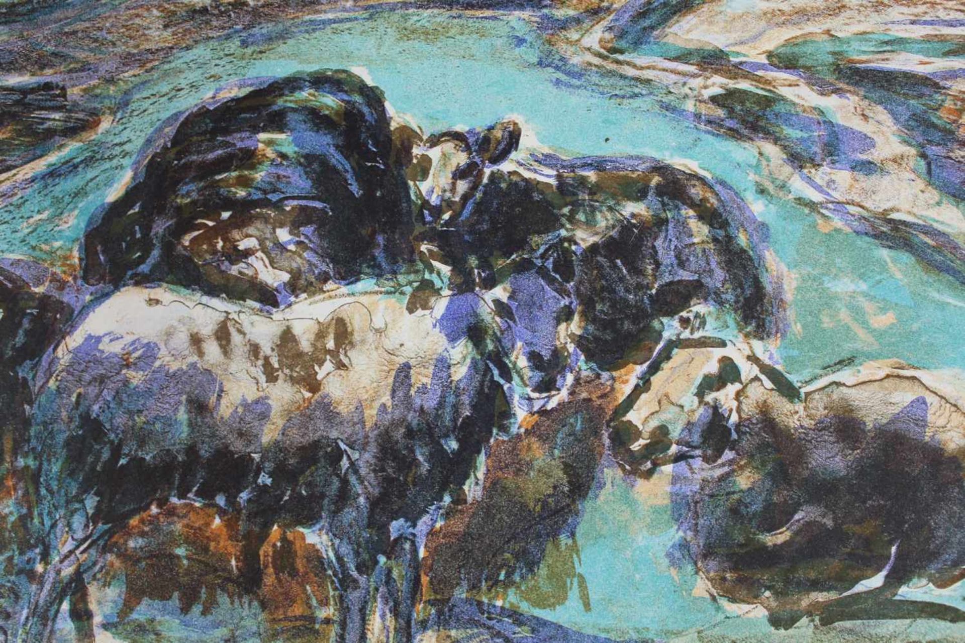 Helmut STURM (1932 - 2008). "Sylter Watt und Schafe" 1992. 50 cm x 65 cm das Blatt. Lithographie auf - Bild 6 aus 8