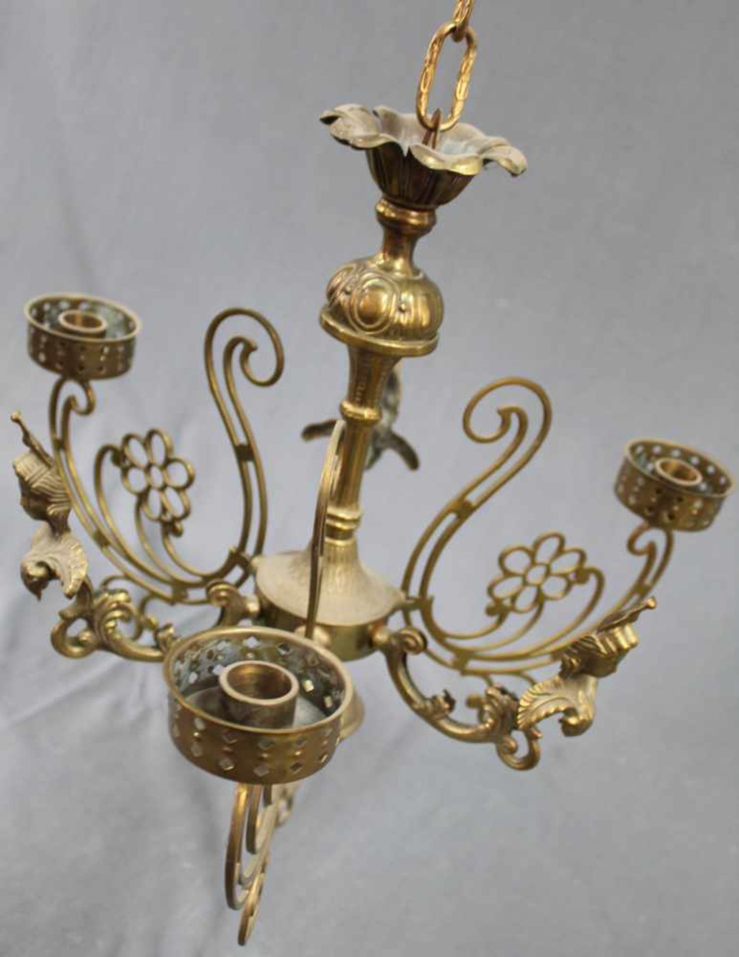 Deckenleuchter Messing klein. 43 cm x 40 cm. Ceiling lamp brass small. - Image 5 of 6