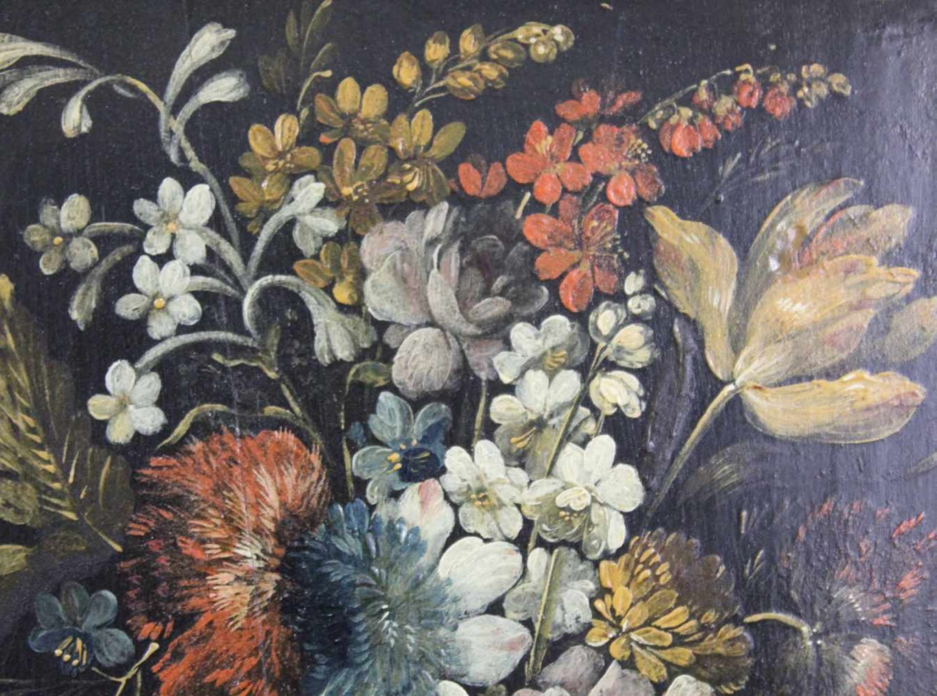 UNSIGNIERT (XVIII - XIX). Zwei Blumenstillleben. Je 29 cm x 20,5 cm. Gemälde. Öl auf Holz. Verso - Bild 7 aus 9