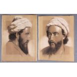 T. LIST (XIX). 2 Darstellungen eines arabischen Fürsten? 40 cm x 30 cm. Rechts unten signiert. T.