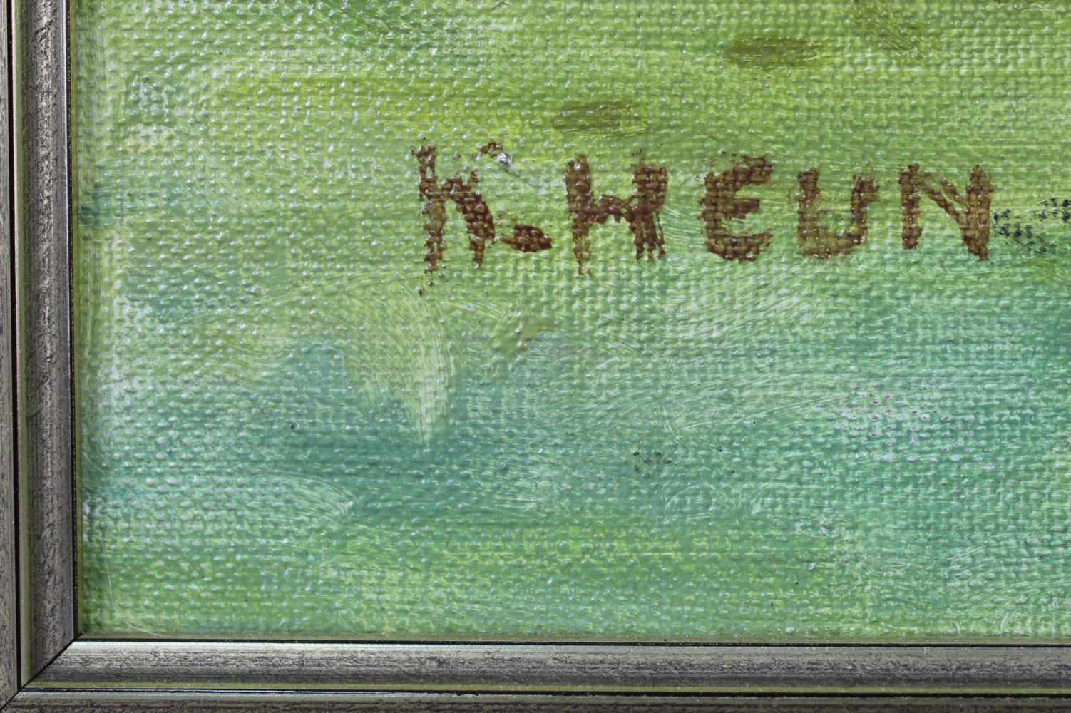 H. HEUN (XX). Mittelgebirgsbach. 76 cm x 60 cm. Gemälde. Öl auf leinwand. Links unten signiert. H. - Image 3 of 7