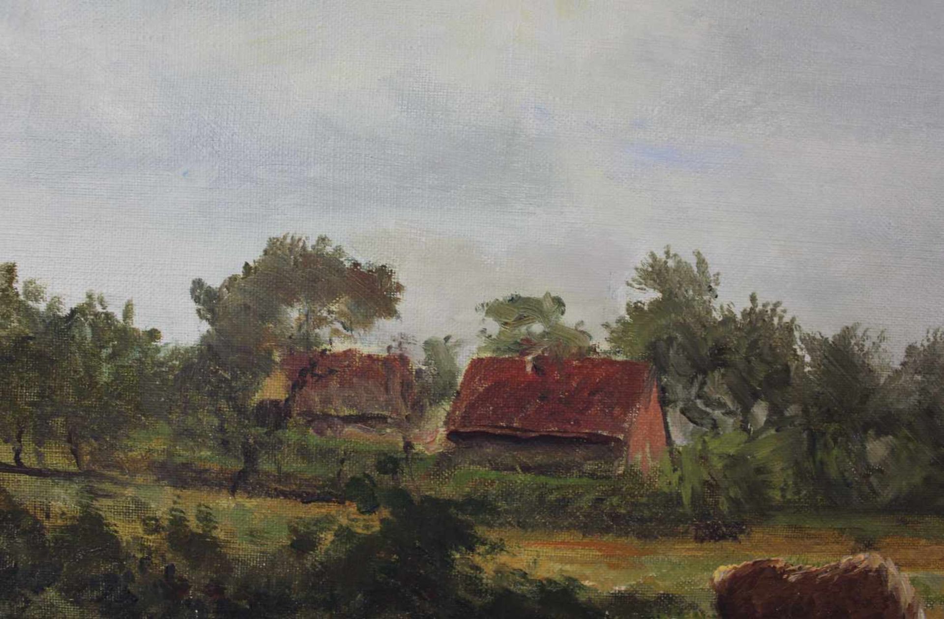 Leopold WENZEL (1885-1972). Pferd und 3 Kühe auf Sommerweide. 60 cm x 80 cm. Gemälde. Öl auf - Bild 5 aus 7