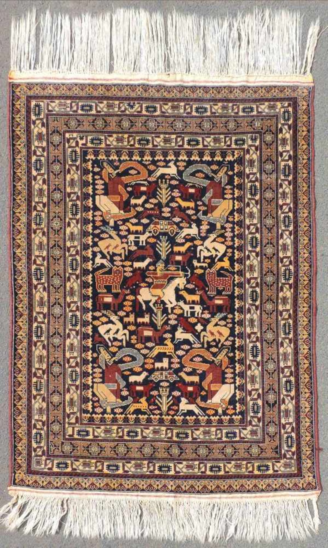 Mauri Stammesteppich. Afghanistan. Original Kriegsteppich aus der Zeit um 1980. 147 cm x 97 cm.