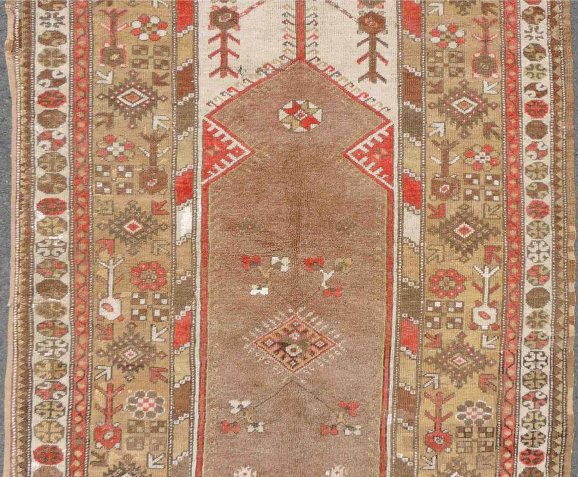 Melas Gebetsteppich. Türkei. West Anatolien. Antik um 1900. 201 cm x 128 cm. Handgeknüpft. Wolle auf - Bild 3 aus 8