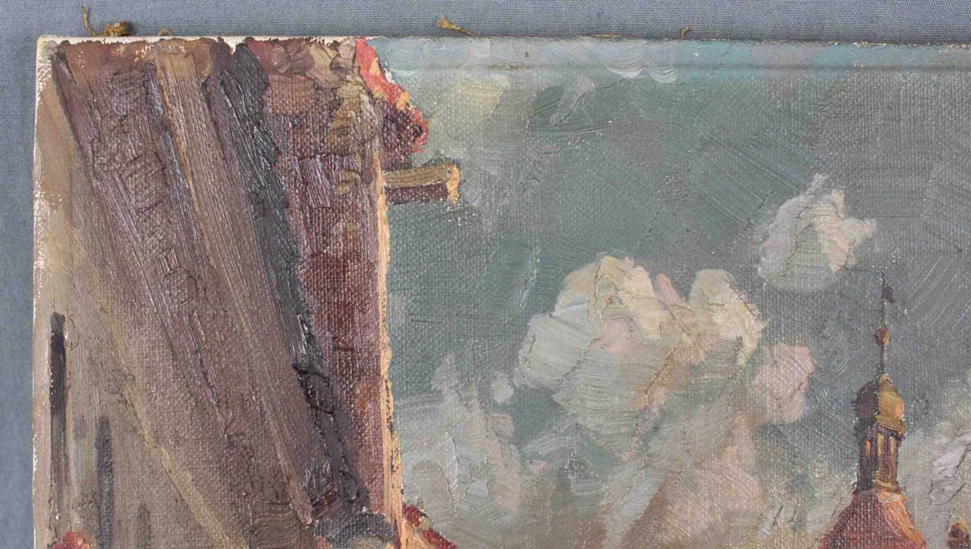 G. BÖHME (XX). Der Siebersturm, Rothenburg ob der Tauber. 53 cm x 75 cm. Gemälde, Öl auf Leinwand. - Bild 4 aus 5
