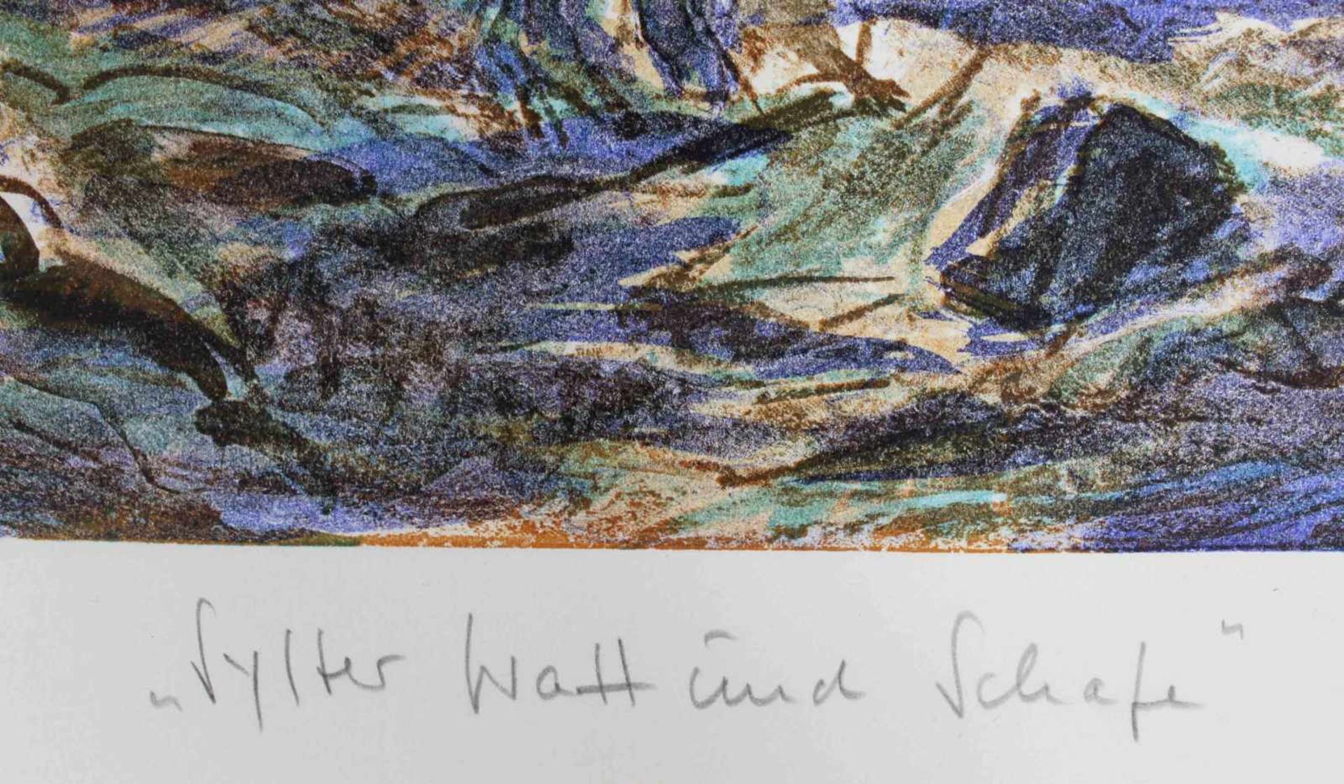 Helmut STURM (1932 - 2008). "Sylter Watt und Schafe" 1992. 50 cm x 65 cm das Blatt. Lithographie auf - Bild 4 aus 8