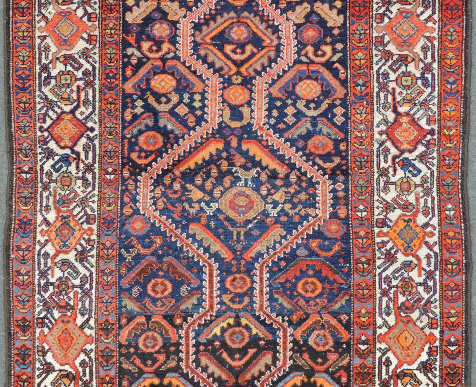 Malayer Perserteppich. Galerie. Iran. Alt, um 1930. 372 cm x 100 cm. Handgeknüpft. Wolle auf - Image 5 of 10