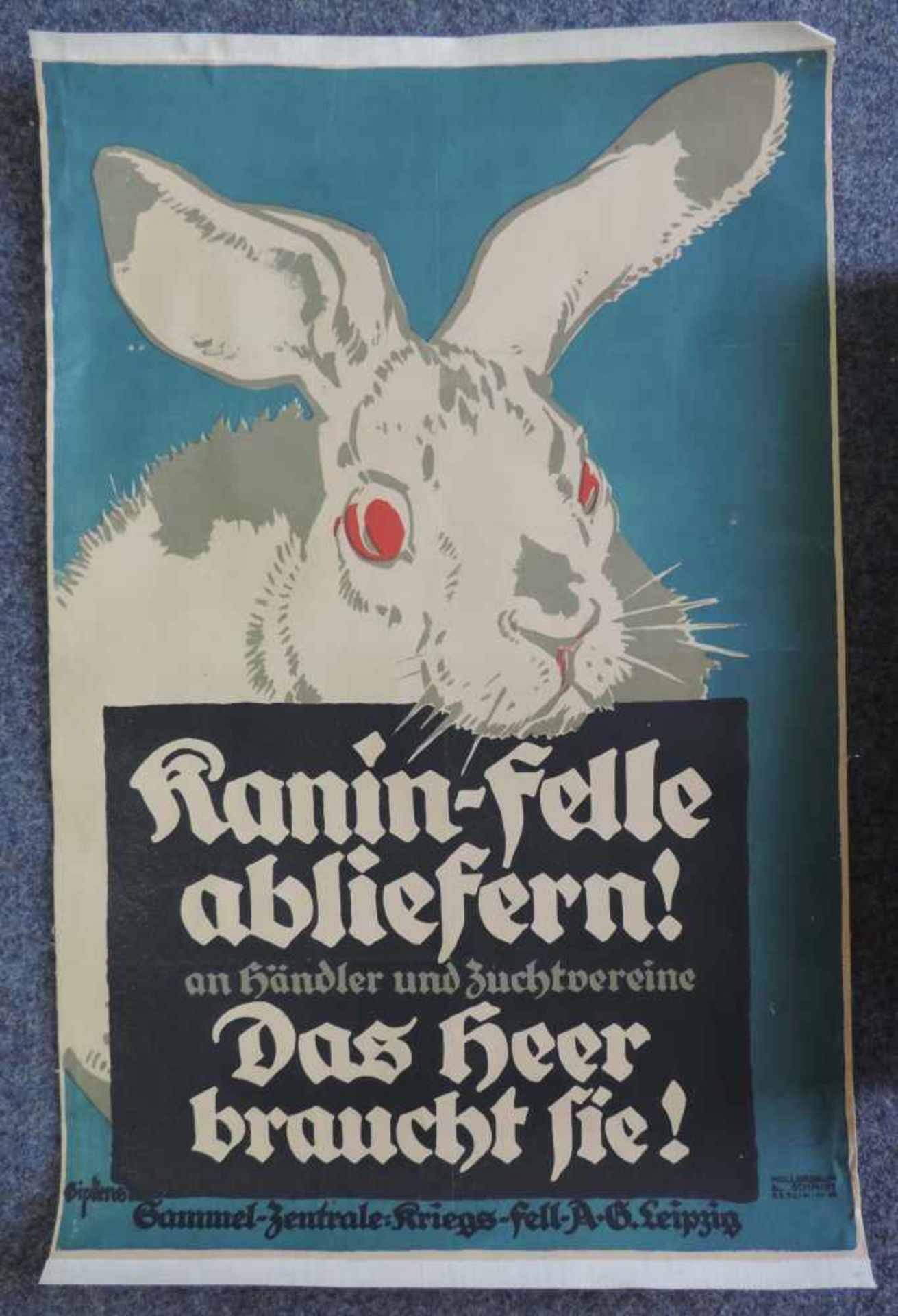 Julius E.F. GIPKENS (1883 - 1960). 2 Plakate. Hollerbaum & Schmidt, Berlin Nr. 65. 1. "Kanin-Felle - Bild 2 aus 8