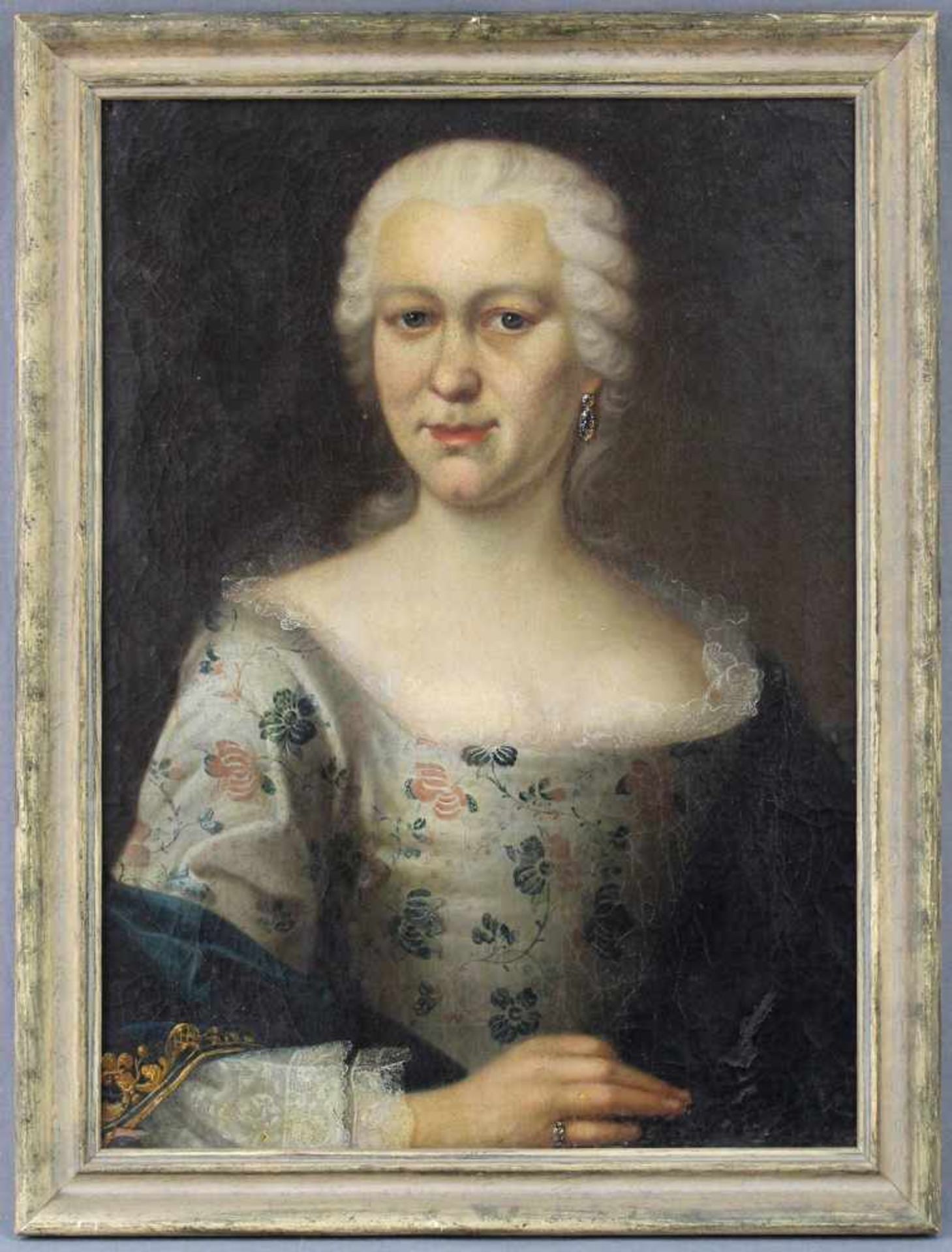 UNSIGNIERT (XVIII). Halbportrait einer Dame. 62 cm x 45 cm. Gemälde. Öl auf Leinwand. Verso - Bild 2 aus 9