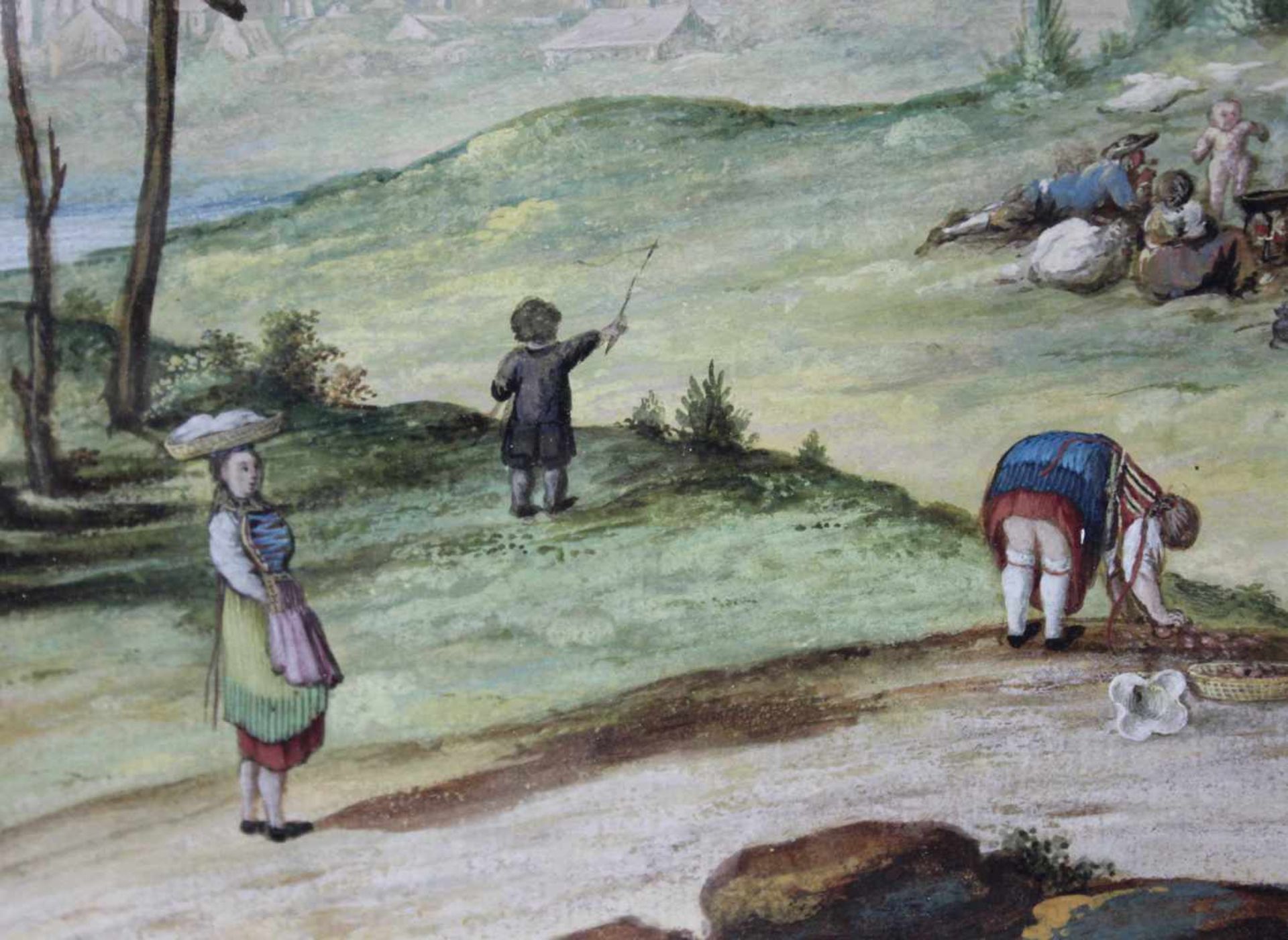 UNSIGNIERT (XIX). Landleben in den Schweizer Alpen. 28 cm x 21 cm im Ausschnitt. Gouache auf Papier. - Bild 5 aus 7