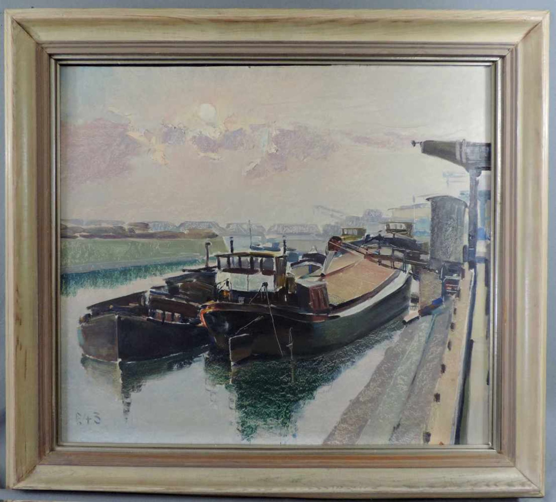 MONOGRAMMIST "P" (XX). Industriehafen / Kohlehafen 1943. 61 cm x 71 cm. Gemälde, Öl auf Tafel. Links - Bild 2 aus 6