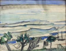 Künstlergruppe AHLBECK. Weite Landschaft (19)23. 38 cm x 48. Aquarell auf Papier. Links unten