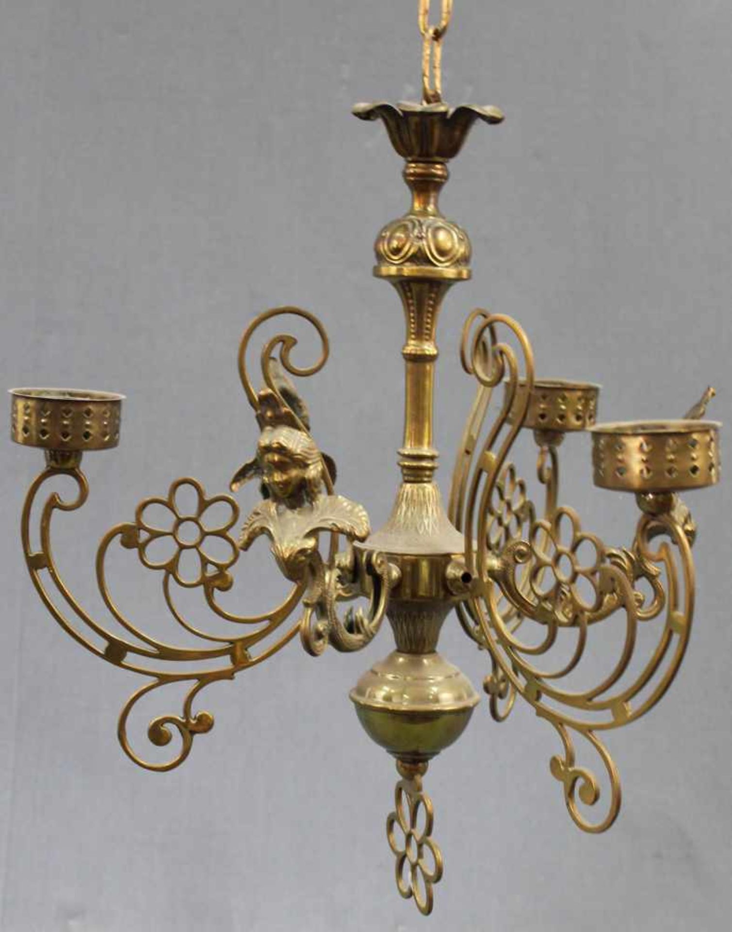 Deckenleuchter Messing klein. 43 cm x 40 cm. Ceiling lamp brass small. - Image 3 of 6