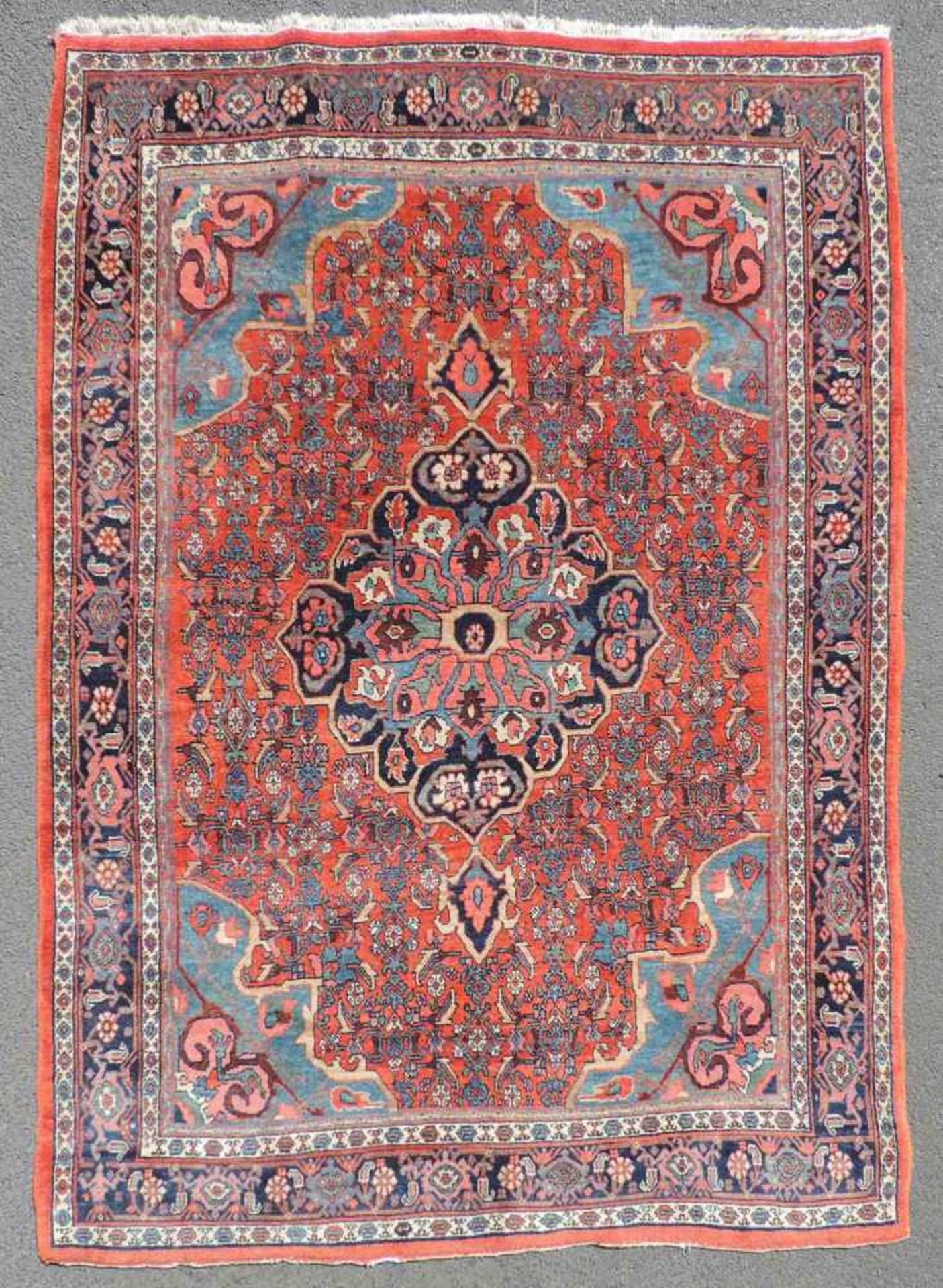 Bidjar Perserteppich. Iran. Alt, um 1920. 214 cm x 140 cm. Orientteppich. Handgeknüpft. Korkwolle