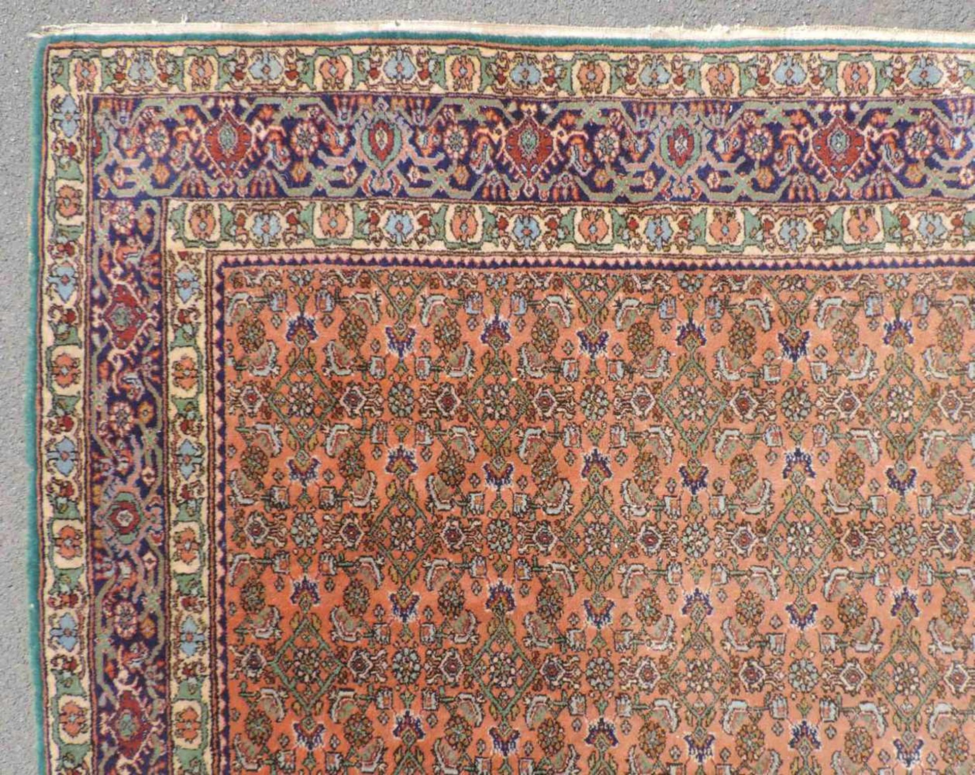 Moud Perserteppich. Iran. 350 cm x 257 cm. Handgeknüpft. Wolle auf Baumwolle. Moud Persian carpet. - Image 7 of 10