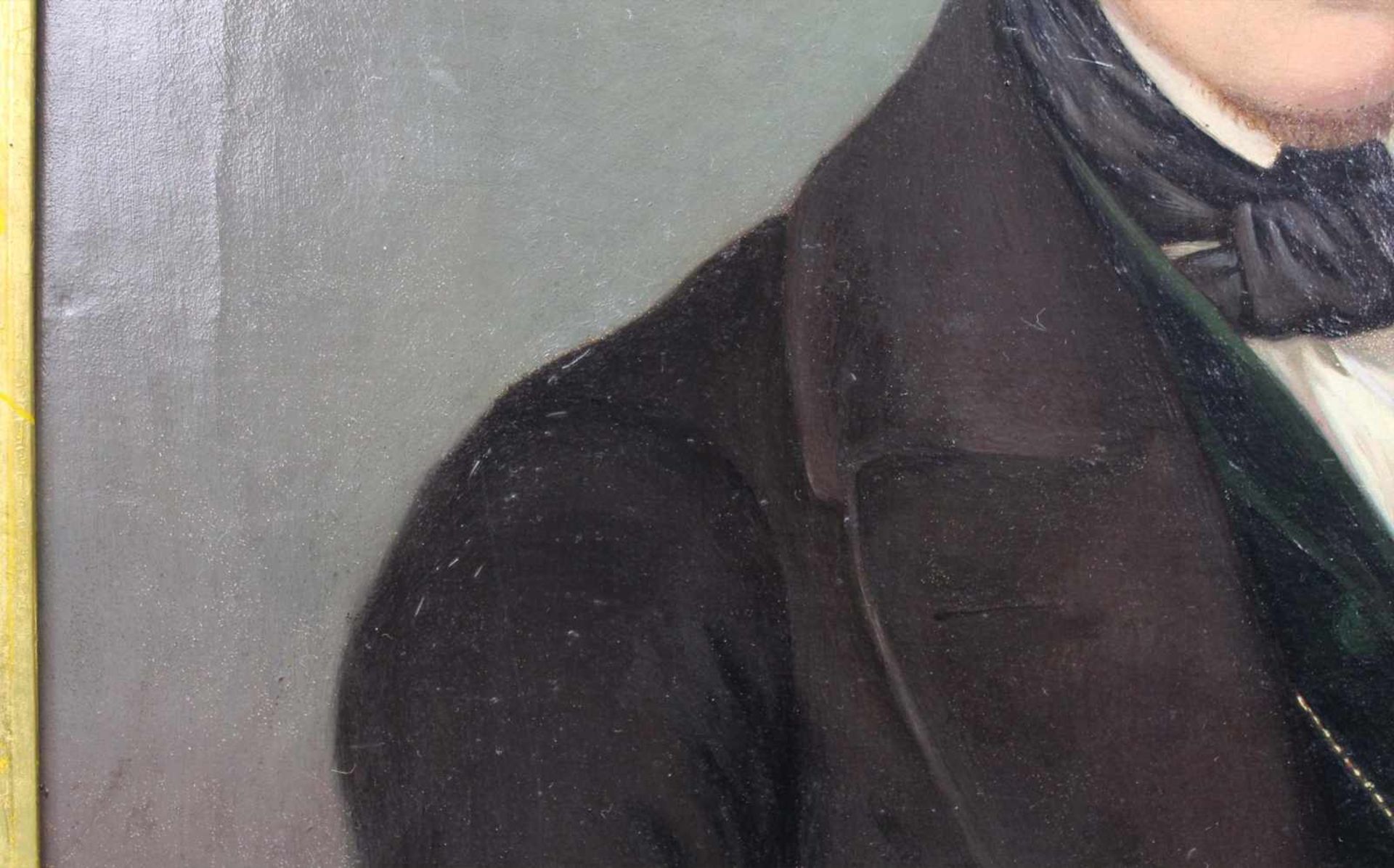 UNSIGNIERT (XIX). Zwei Biedermeier Portraits. Ein Paar. 42 cm x 33 cm. Gemälde, Öl auf Leinwand. - Image 4 of 8