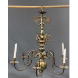 Deckenleuchte Messing. Adlerabschluss. 80 cm x 70 cm. Ceiling chandelier. Brass. "Eagle".