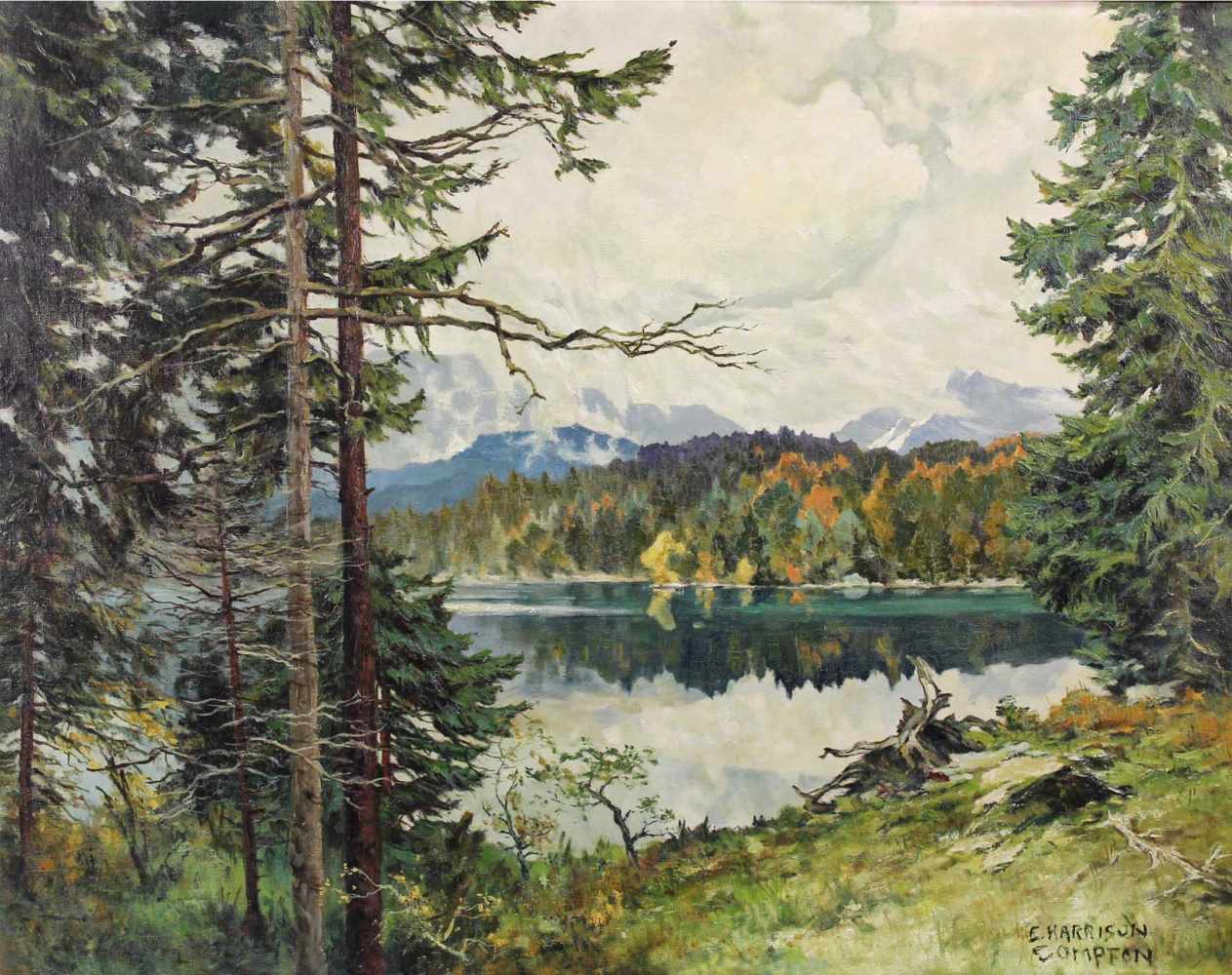 E. Harrison COMPTON. Zeller See. 60 cm x 75 cm. Gemälde. Öl auf Leinwand. Rechts unten bezeichnet.