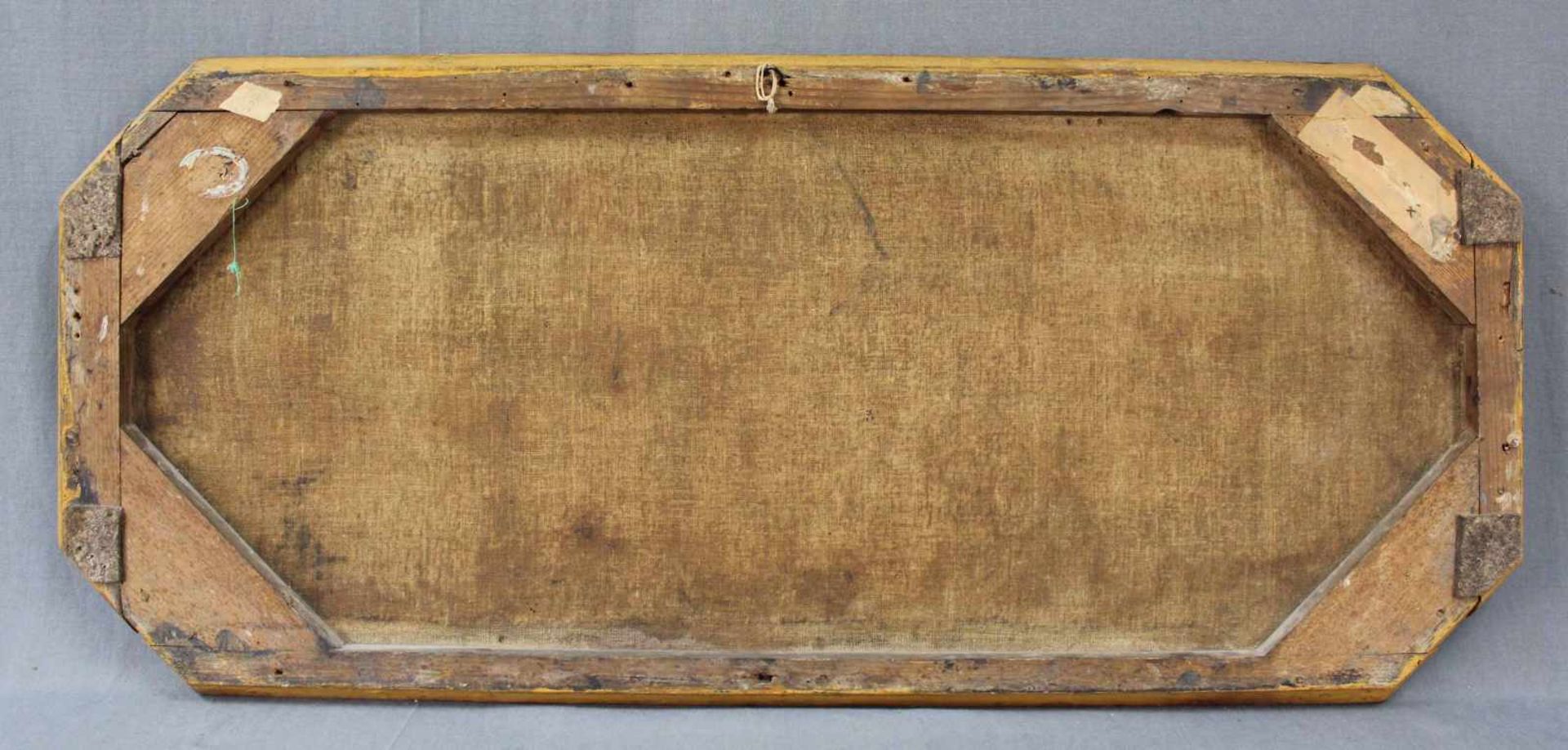 UNSIGNIERT (XVI - XVII). Die jungfräuliche Verkündigung. 32 cm x 80 cm. Gemälde. Öl auf Leinwand. - Bild 6 aus 6
