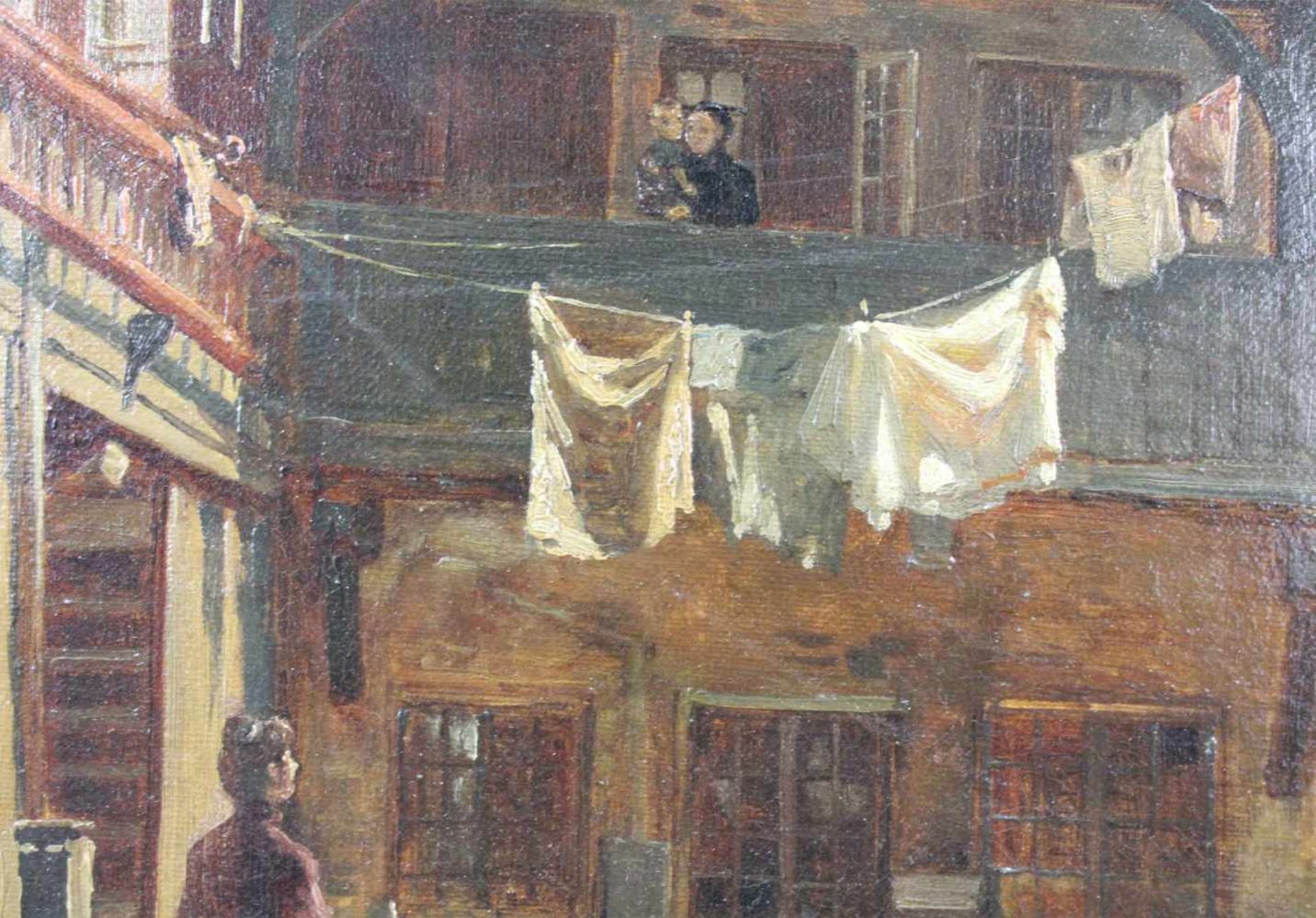 August FISCHER (1854 - 1921). Waschweiber in der Nürnberger Altstadt. 62 cm x 44 cm. Rechts unten - Bild 5 aus 6