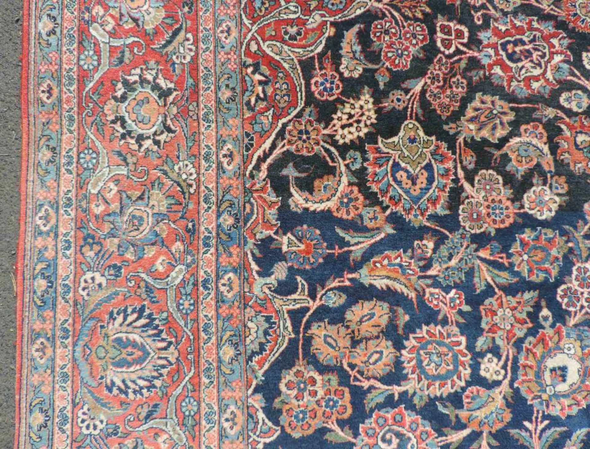 Keschan Perserteppich. Iran. Alt, um 1930. 404 cm x 290 cm. Orientteppich. Handgeknüpft. Korkwolle - Bild 10 aus 10