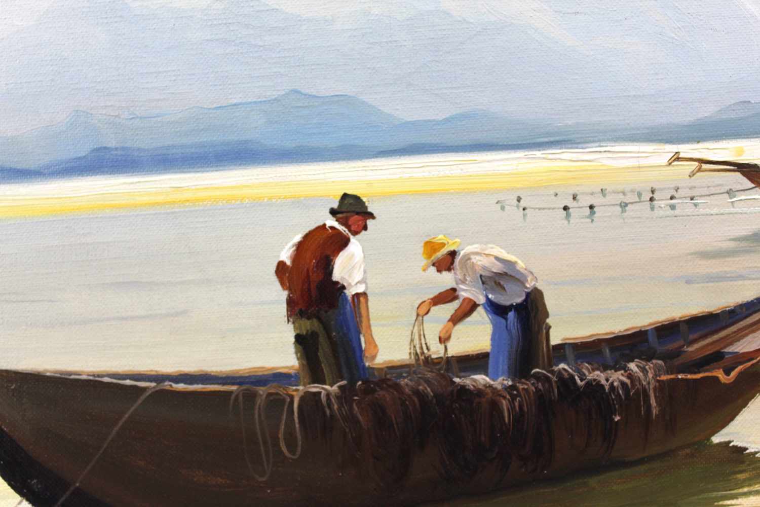 Helmut STADELHOFER (1914 - 1979). 2 Fischerboote auf dem Bodensee. Blick Richtung Bregenz. 60 cm x - Image 4 of 8