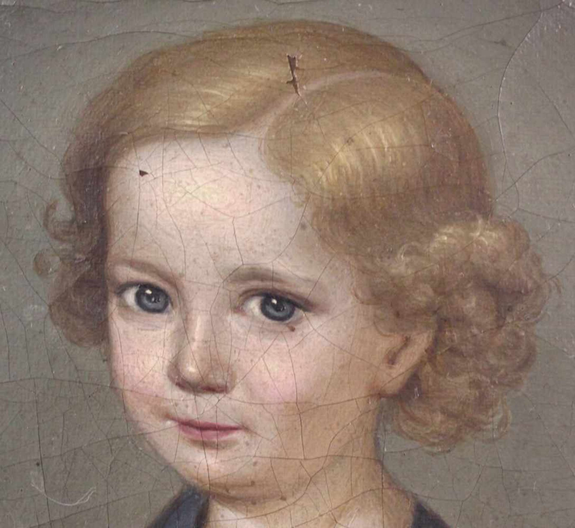 UNSIGNIERT (XIX). Biedermeierportait. Mädchen mit Spaniel. 17 cm x 14 cm. Gemälde. Öl auf - Image 3 of 6